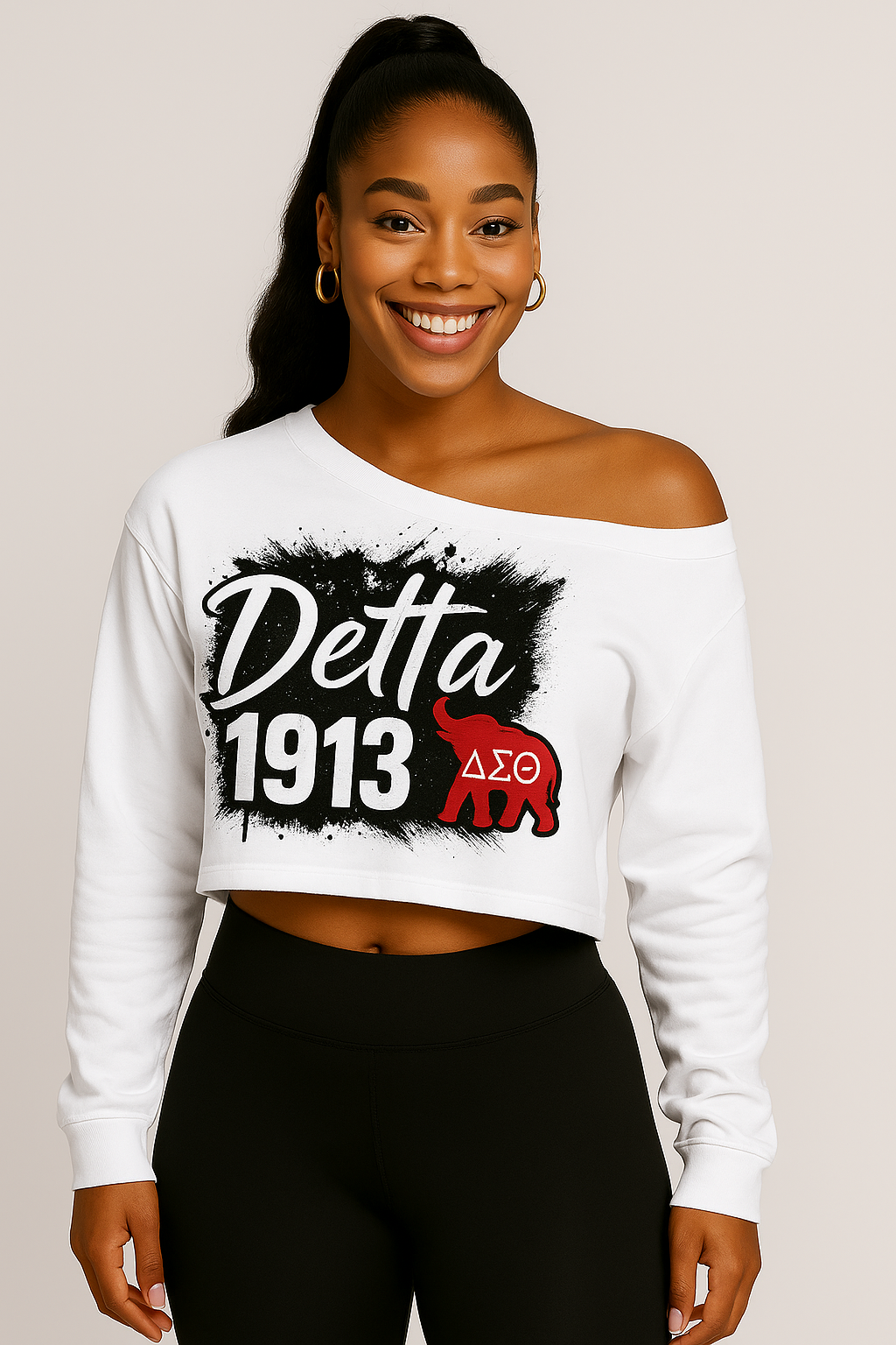 Delta Elephant Crop off the shoulder Light Sweatshirt
