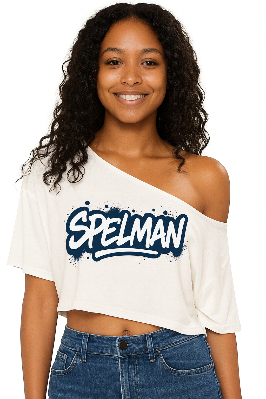 Spelman Graphiti off the shoulder t-shirt