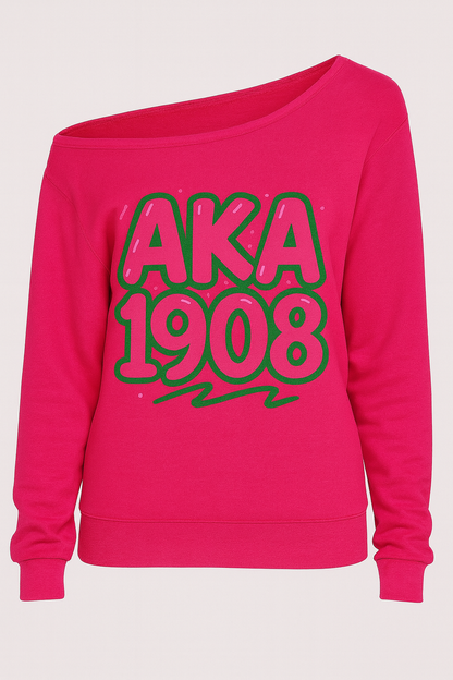 AKA 1908 Pop off the shoulder sweatshirt