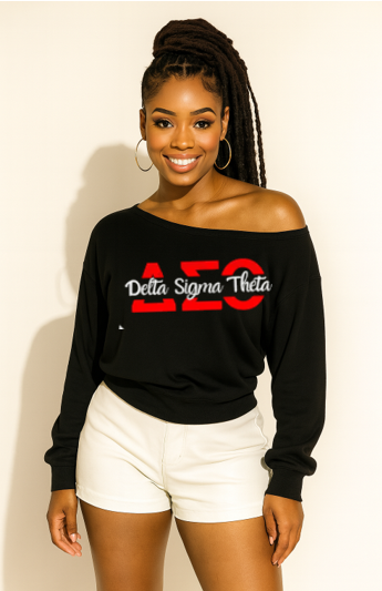 Cut through Delta Sigma Theta Off the Shoulder Sweatshirt