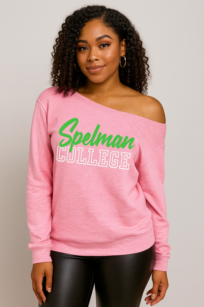 Pink off the Shoulder Spelman College AKA Sweatshirt