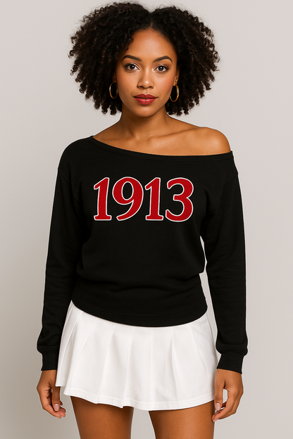 1913 Delta Off the Shoulder Sweatshirt