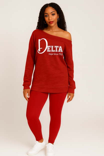 Delta Dope since 1912 Off the Shoulder Sweatshirt