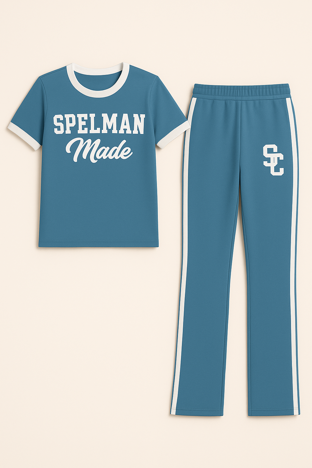Spelman Made Light Blue and White Jogging Set