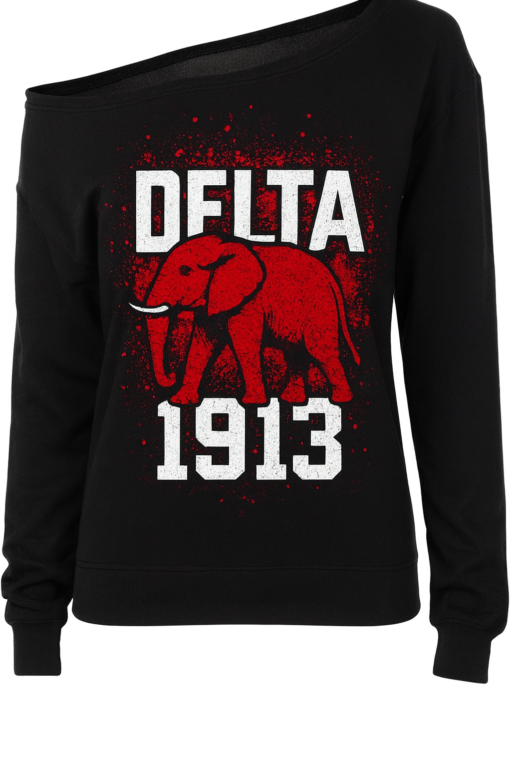 Delta Elephant Off the Shoulder Sweatshirt