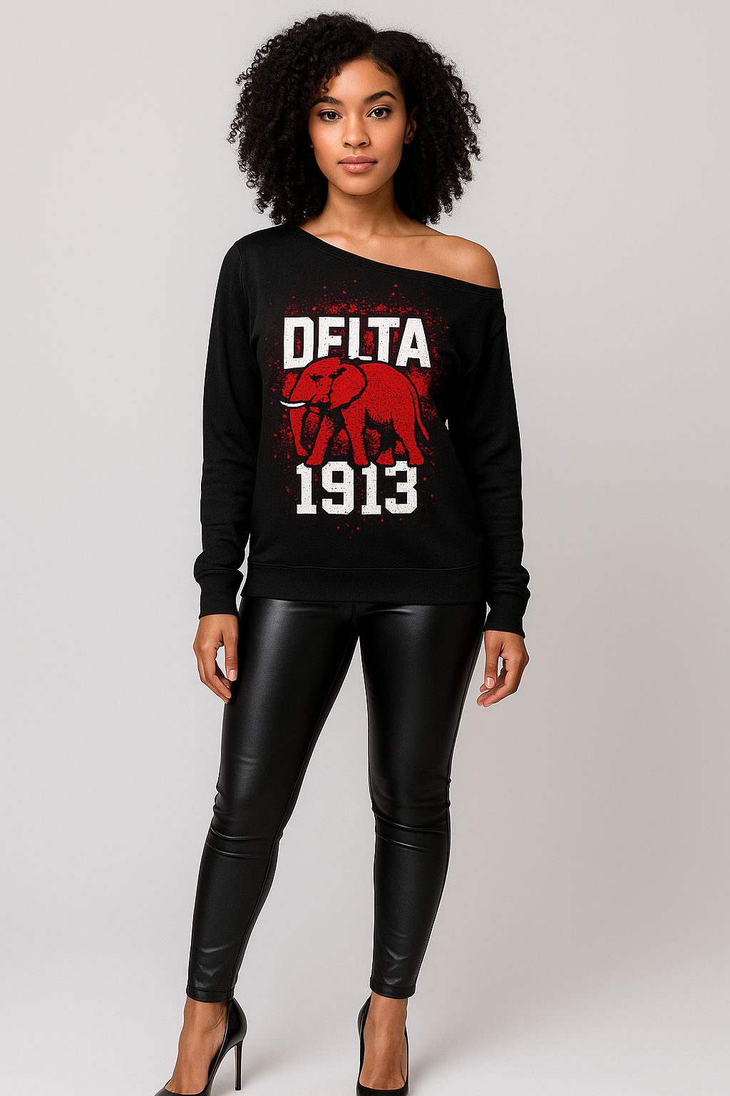 Delta Elephant Off the Shoulder Sweatshirt