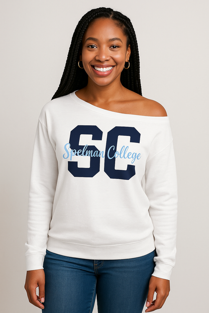 College Block Off the Shoulder College Block Spelman Sweatshirt