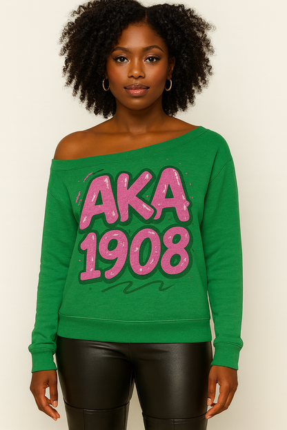 AKA 1908 Pop off the shoulder sweatshirt