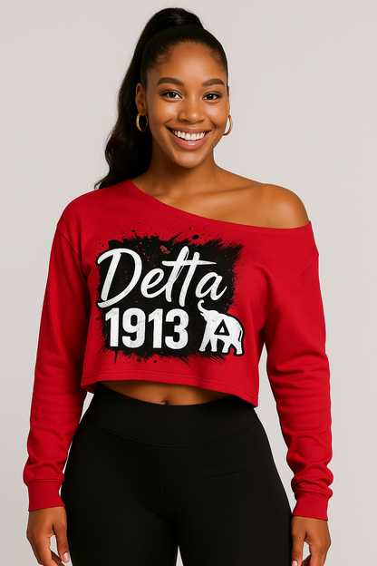 Delta Elephant Crop off the shoulder Light Sweatshirt