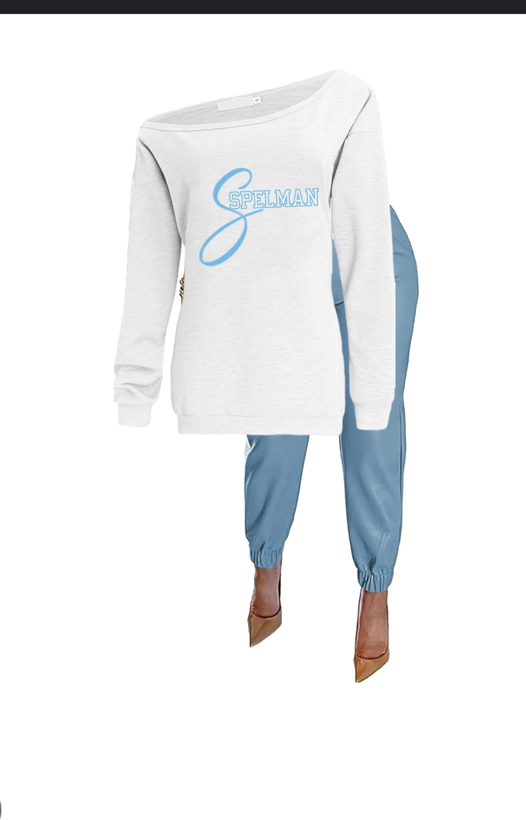 Big S Spelman off the shoulder sweatshirt