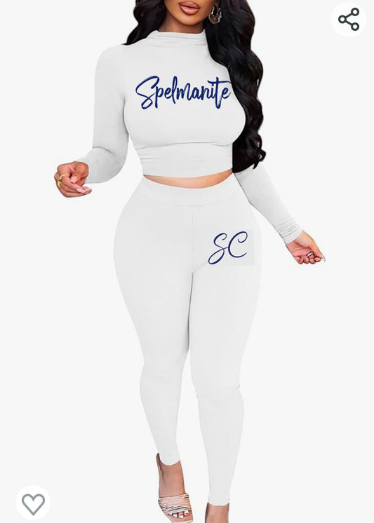 White Spelman sexy crop top set.