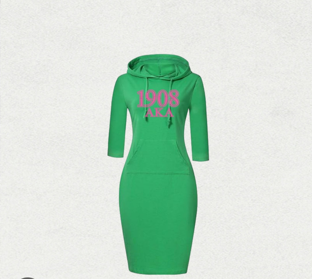 Green AKA 1908 Hoodie Dress