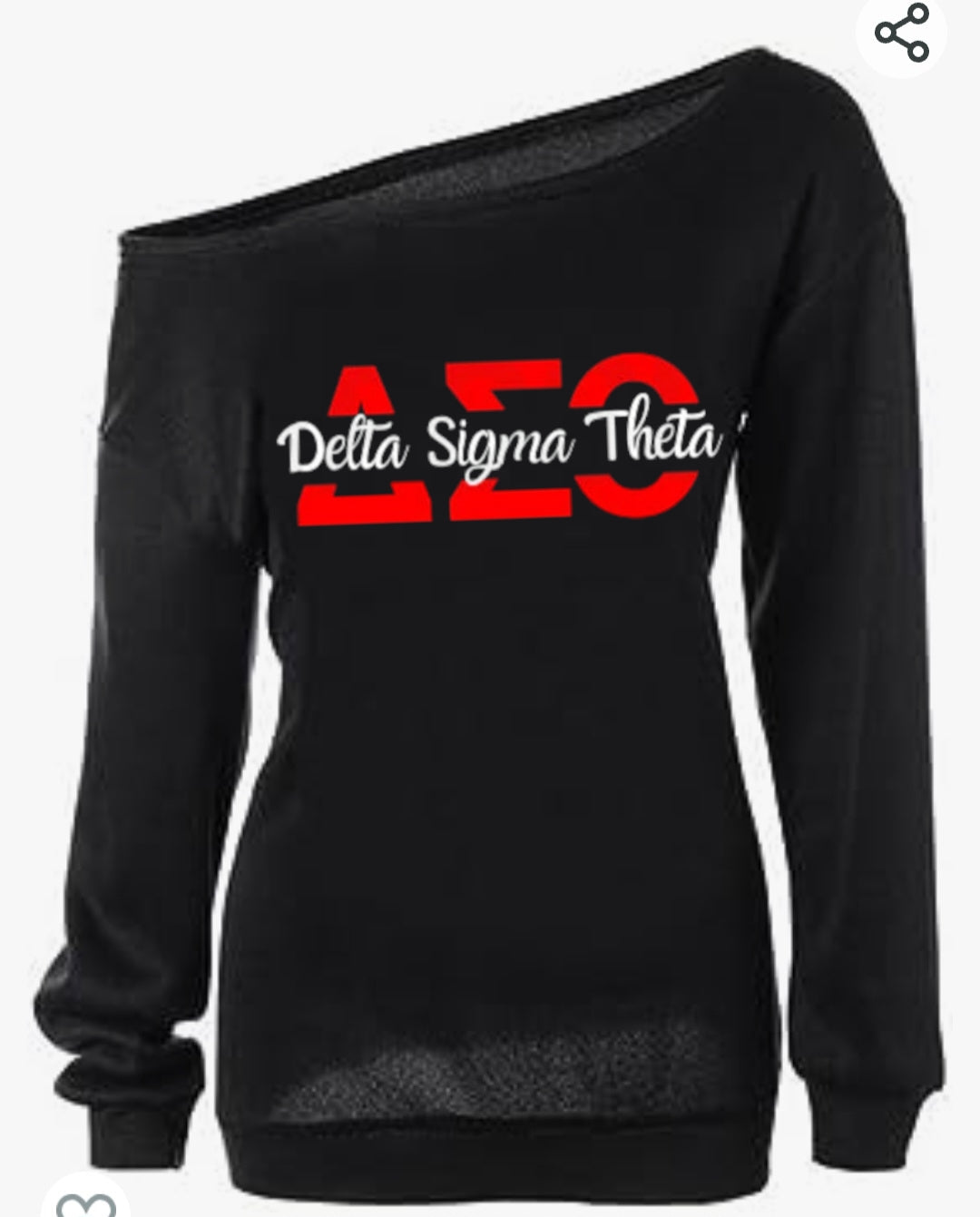 Cut through Delta Sigma Theta Off the Shoulder Sweatshirt