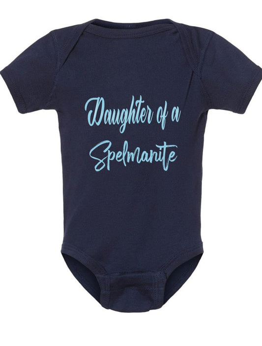 Daughter of a Spelmanite onsie