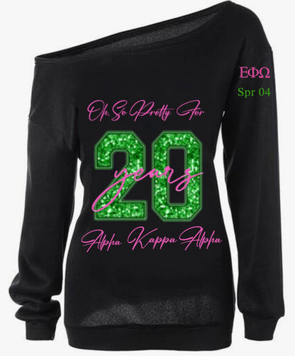 AKA 20th Anniversary Off the Shoulder Sweatshirt