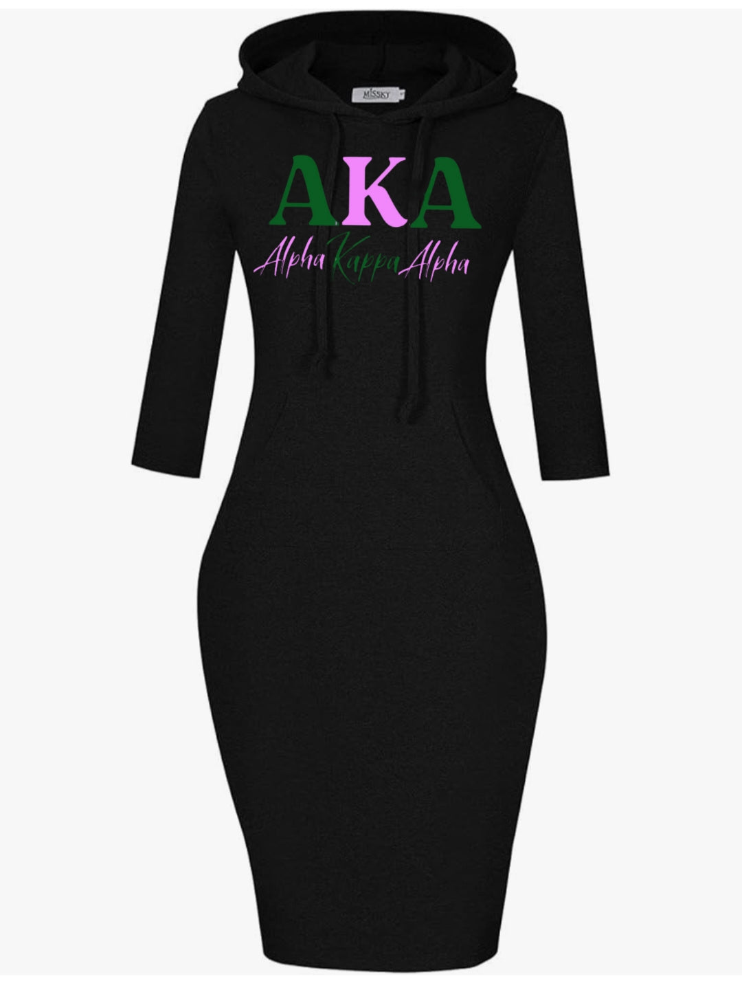 AKA Black Multi Color Hoodie Dress