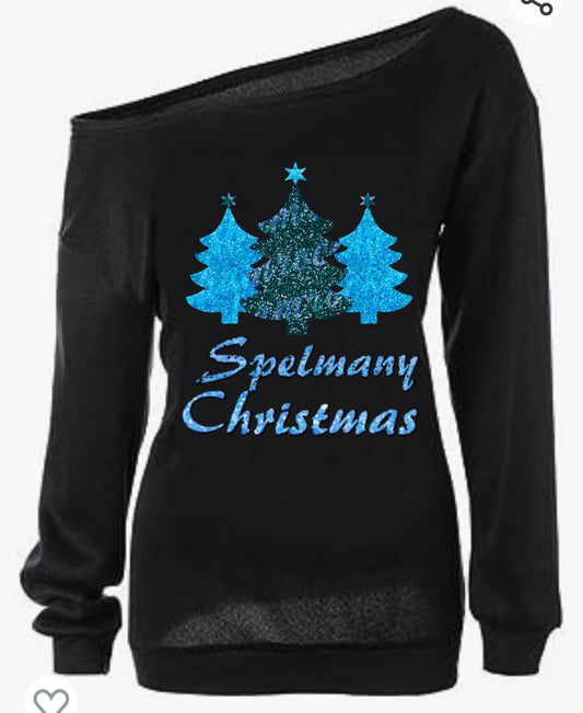 Spelmany Christmas Off the Shoulder Sweatshirt