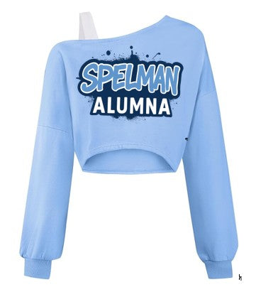 Spelman Off the Shoulder Cropped Graffiti Alumna Sweatshirt