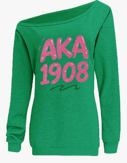 AKA 1908 Pop off the shoulder sweatshirt