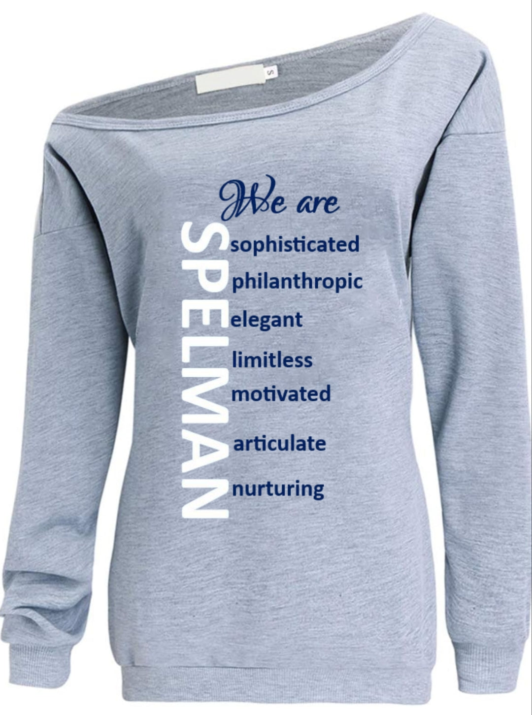 We are Spelman off the shoulder sweatshirt