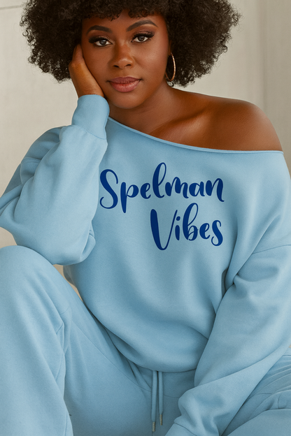 Spelman Vibes off the shoulder sweatershirt jogger set