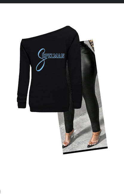 Big S Spelman off the shoulder sweatshirt