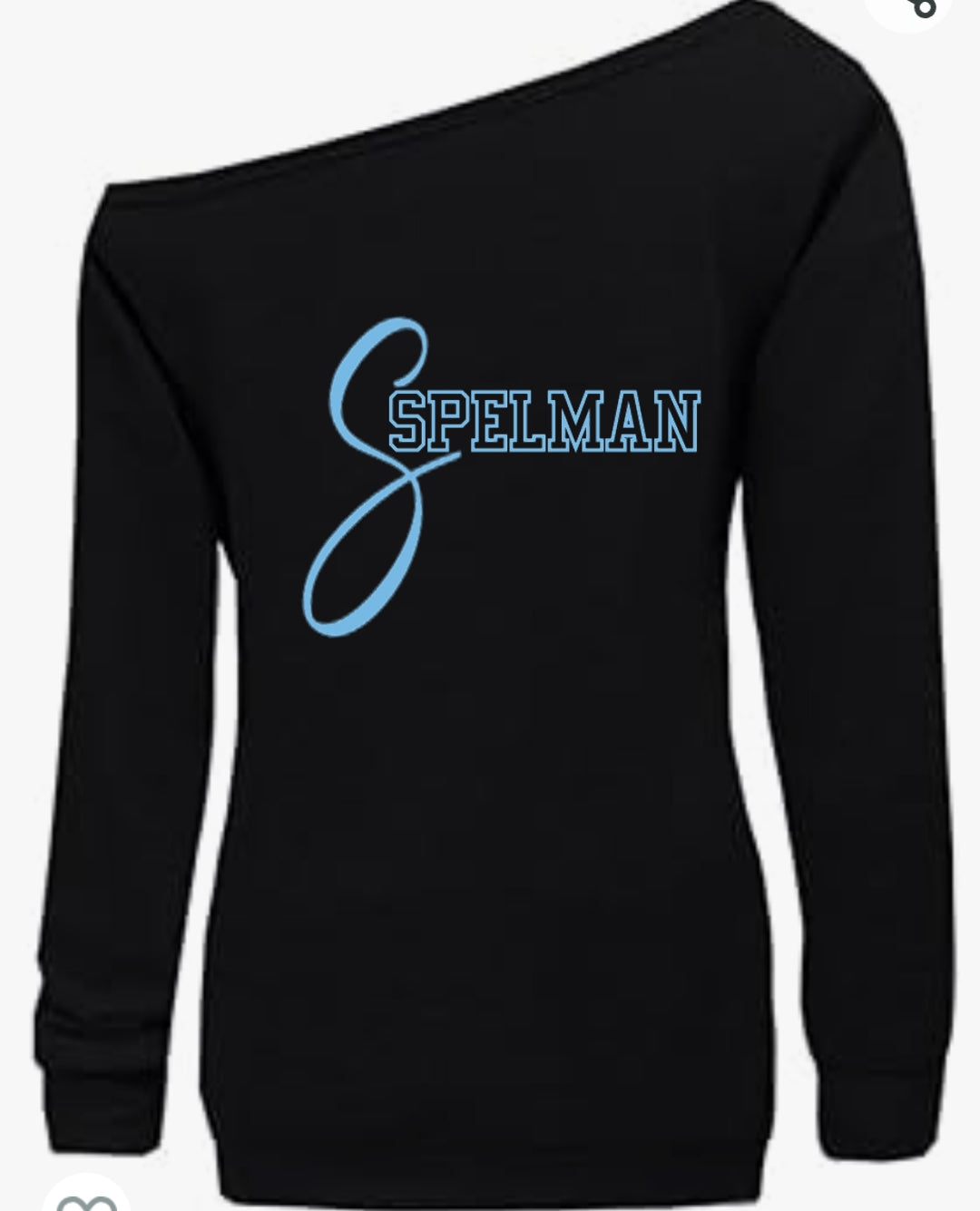 Big S Spelman off the shoulder sweatshirt